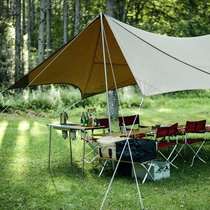 Snow Peak HD Tarp Shield Hexa Evo Pro with camp kitchen